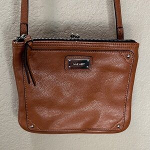 Nine West Cognac Pebbled Leather Crossbody